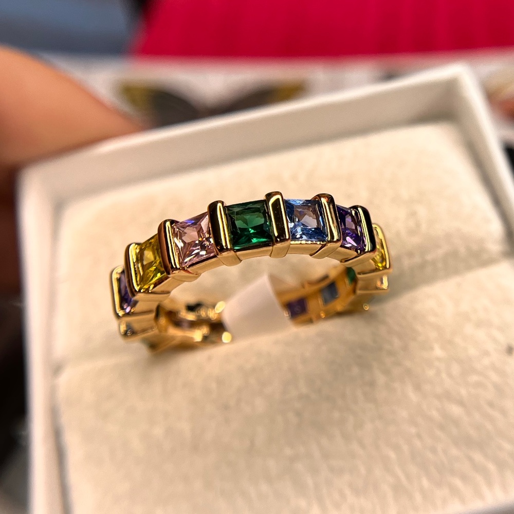 Bomb Party Candyland Unicorn Array of Multicolor Cubic Zirconia + Rose Gold Plat